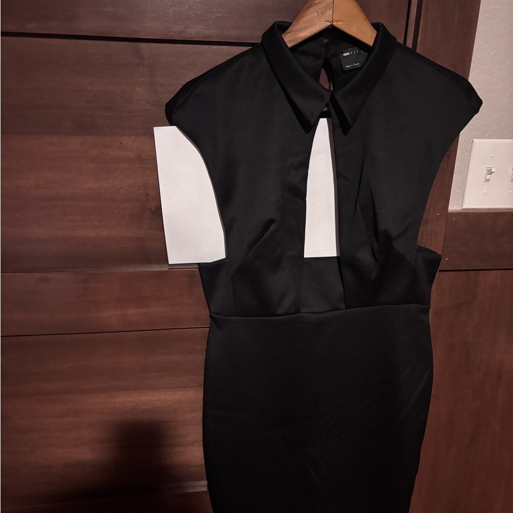 ASOS Black Backless Dress Wedding Guest Little Black Dress - Picture 3 of 7